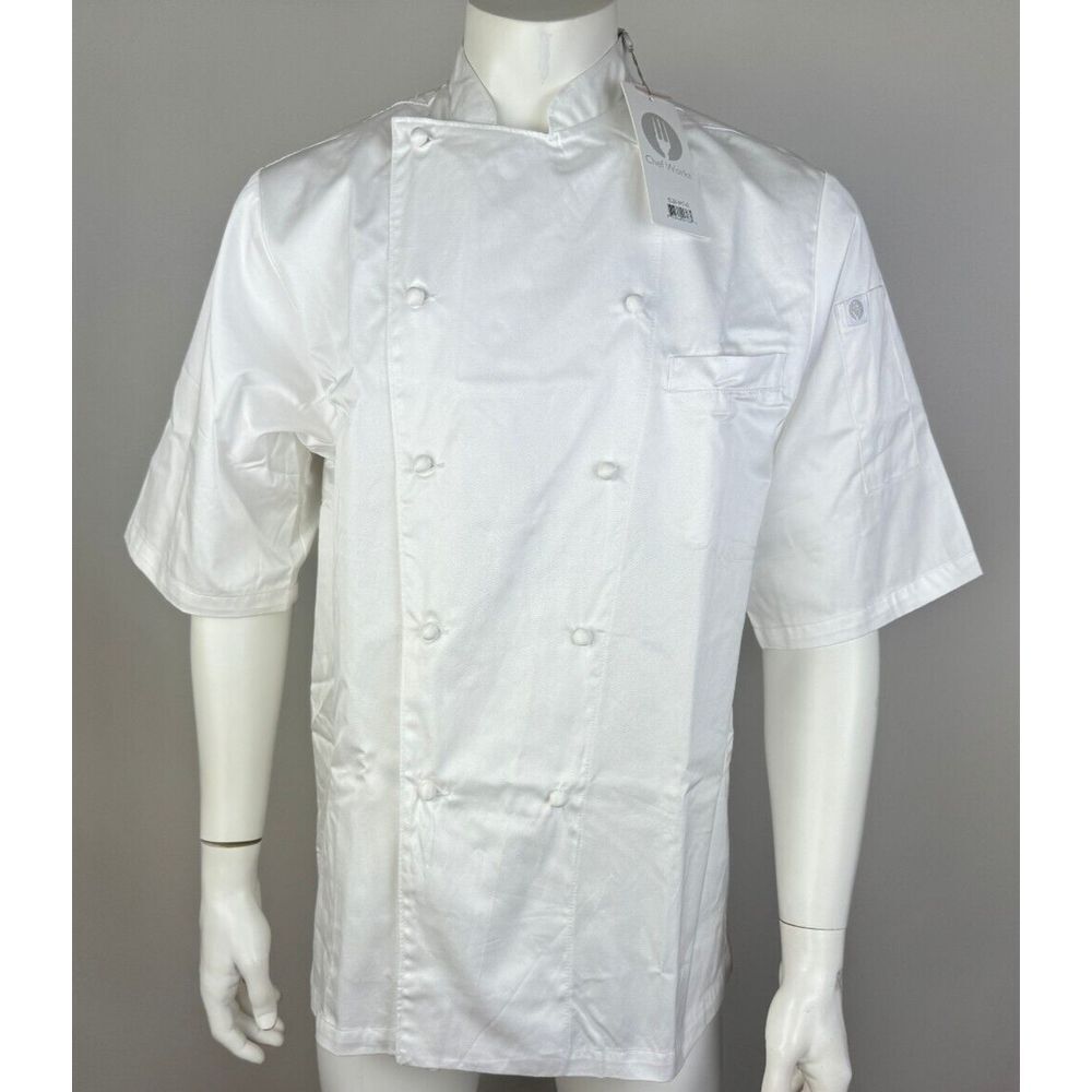 Chef Works‎ Capri Premium Cotton Chef Coat 42 NWT Short Sleeve Button-Up ECSS